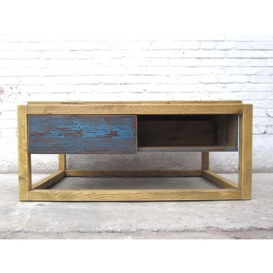 China Couchtisch Sockel two tone optic azurbau helle Pinie