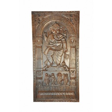 Ganesha Wunderschöner handgeschnitzter Deko Panel Türblatt aus Indien 