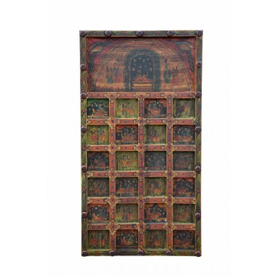 INDIA Gujarat painted wooden panel stories of Krishna wall picture D ED-11-66-02