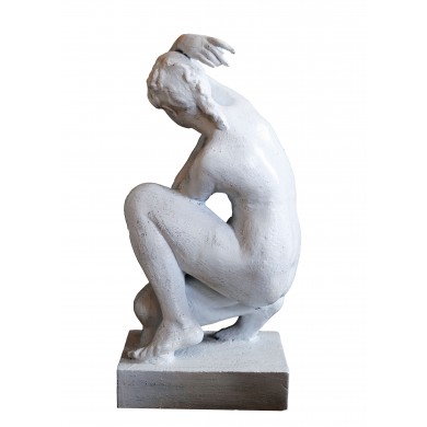 Skulptur weiblicher Akt Plastik klassische Moderne Gußeisen antikweiß