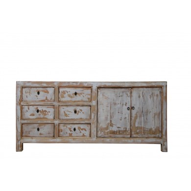 China Sideboard alt weiss Vollholz vintage finish