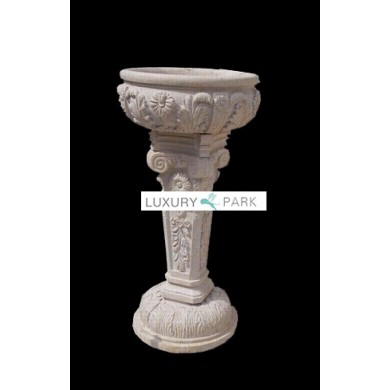 Großer Pokal Brunnen auf Sockel weißer Marmor Klassik Empire