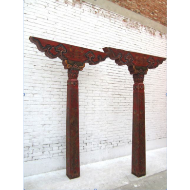 Tibet Säulen Paar Antik 70-80 Jahre alt