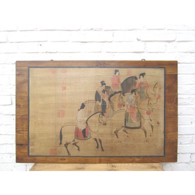 China Reiterszene Wandbild Pinie Peking Geschenk etwa 1930