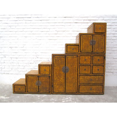 China große Stufen Kommode Schubladen vintage honigfarbige Pinie