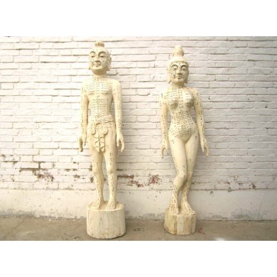 China zwei hölzerne Figuren Mann Frau zur Akupunktur Ausbildung Medizin SD-S-069A