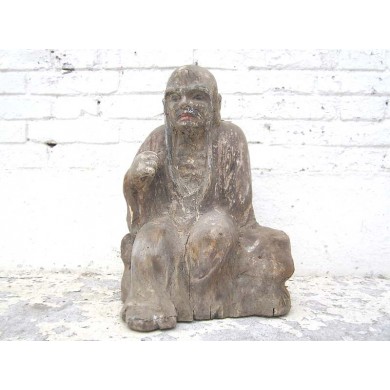 Mönch im Gespräch sitzend Statue Figur Skulptur Pappelholz China 1910 von Luxury Park