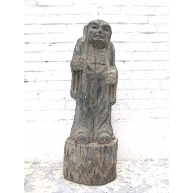 China 1910 stehender Mann Figur Skulptur Pappelholz Expressionismus China 1910 von Luxury Park