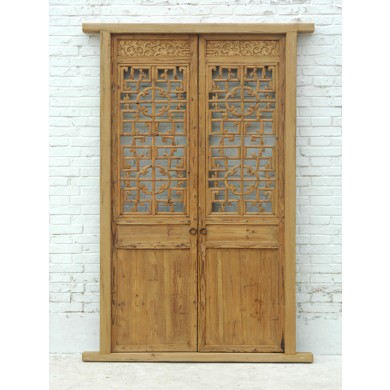 Geschnitzte Tür Tor Eingang uralt Pinie Shanxi antik oder Reproduktion