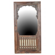 Indien 1880 riesiger Spiegel Holzrahmen massive Schnitzerei Gujarat 
