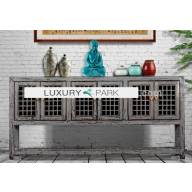 Chinesisches Sideboard aus Echtholz in elegantem Grau.
