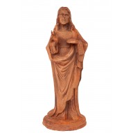 Skulptur Christus predigend kleine Statue auf Sockel Gusseisen rostfarbig