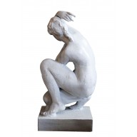 Skulptur weiblicher Akt Plastik klassische Moderne Gußeisen antikweiß