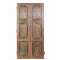 Indien kunstvoll bemalte Tür traditionelle Dekore Rajasthan ca 1930