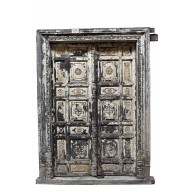 Indien weiß gekälkte Tür Tor mit Rahmen geschnitzt Rajasthan um 1900
