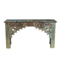 India zart bemalte Konsole Tisch Sideboard antike Schnitzerei Rajasthan Möbel