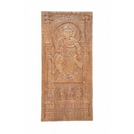 INDIA antique art RELIEF carving on wood GOD SHIVA wall picture door size (ID)