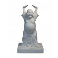 Happy Buddha Statue Figur Skulptur Marmor weiß von Luxury Park