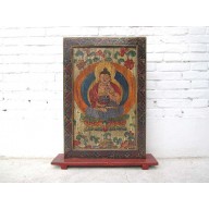 Tibet buntes Standbild buddhistische Gottheit großer Zierrahmen