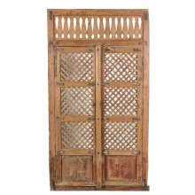 Indische Holztür aus Teakholz mit außergewöhnlichem Rahmen 