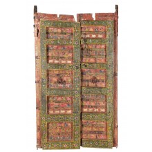 Aufwendig bemalte Holztür aus Rajasthan 