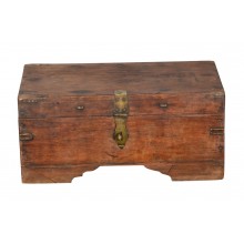 Kleine antike Truhe Box mit Messingbeschlag 