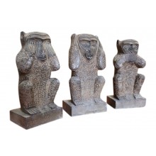 China die 3 drei Affen Granitskulpturen Bildhauerei 70-80J