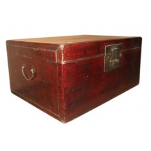 China um 1940 dunkelbraune Truhe Box in antiker Leder Optik