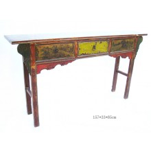 Vollholztisch aus China in traditioneller Farbgebung