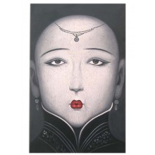 Surreal Frauenporträt Gesicht Porzellan Haut bekannter Künstler China Öl auf Leinwand