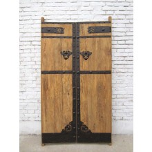 China Shanxi um 1860 schwere Tür zweiflügelig Massivholz Metallbeschläge