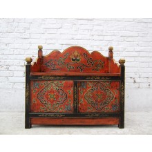 China TIBET old colourful painted pine bench with chest panchina D BT.2 