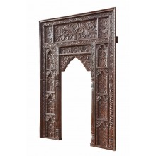 India Mughal Empire großer Fensterrahmen Bogen hoch geschnitztes Holz D ED-11-20