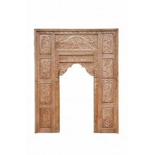 India Mughal Empire großer Fensterrahmen Bogen hoch geschnitztes Holz