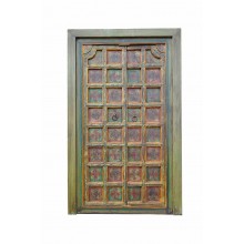 INDIA hundred year old garden DOOR PANEL with antique floral painting D ED-11-31