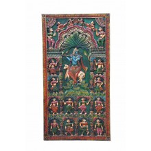 INDIA Bhutan carved wooden door panel with 12 vintage Buddha motifs D ED-11-48