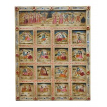 India geschnitztes Wandbild Kassetten Panel in zarten Farben Gottheiten