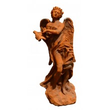 Skulptur Engel große Statue auf Platte Gusseisen rostfarbig Barock