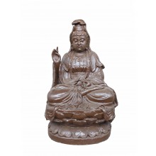 Asien Guayin lehrend kleine Skulptur Statue Gusseisen rostfarbig Buddhismus