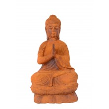 Asien Buddha sitzend kleine Skulptur Statue Gusseisen rostfarbig Buddhismus