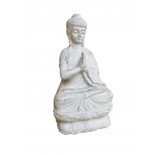 China Miniatur Statue Buddha betend Skulptur Gusseisen antikweiß