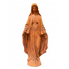 Edle Skulptur Dame mit Mantel Statue Gußeisen rostfarben Klassizistik