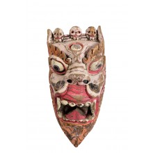 India 1945 Toten Maske geschnitzter Drachenkopf Holz Kunstwerk bemaltes Holz Bildhauer
