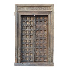 India repräsentative mächtige Kassetten Tür großer Holzrahmen Rajasthan vor 1910