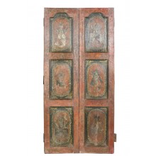 Indien kunstvoll bemalte Tür traditionelle Dekore Rajasthan ca 1930