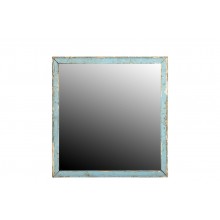 Indien quadratischer Spiegel lichtblauer Holzrahmen shabby chic look Einrichtung