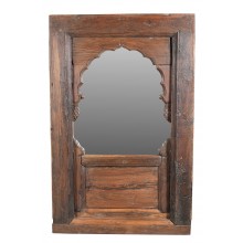 Indien herrlicher Spiegel breiter Holzrahmen ca. 1920 geschnitzt antik look Einrichtung