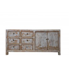 China Sideboard alt weiss Vollholz vintage finish