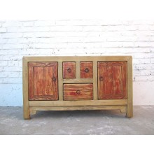 China Sideboard Kommode naturfarben Vintage Stil Pinie Vollholz
