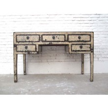Asia kleiner Schreibtisch Desk Schubladen Antikweiß Vintage Style Vollholz